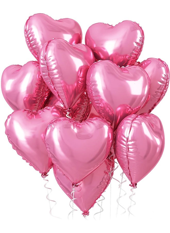 20pcs Heart Shape Foil Mylar Balloons Pink 18" for Birthday Party Decorations, Wedding Decor, Engagement Party, Holiday, Baby show (Pink) - Image 1